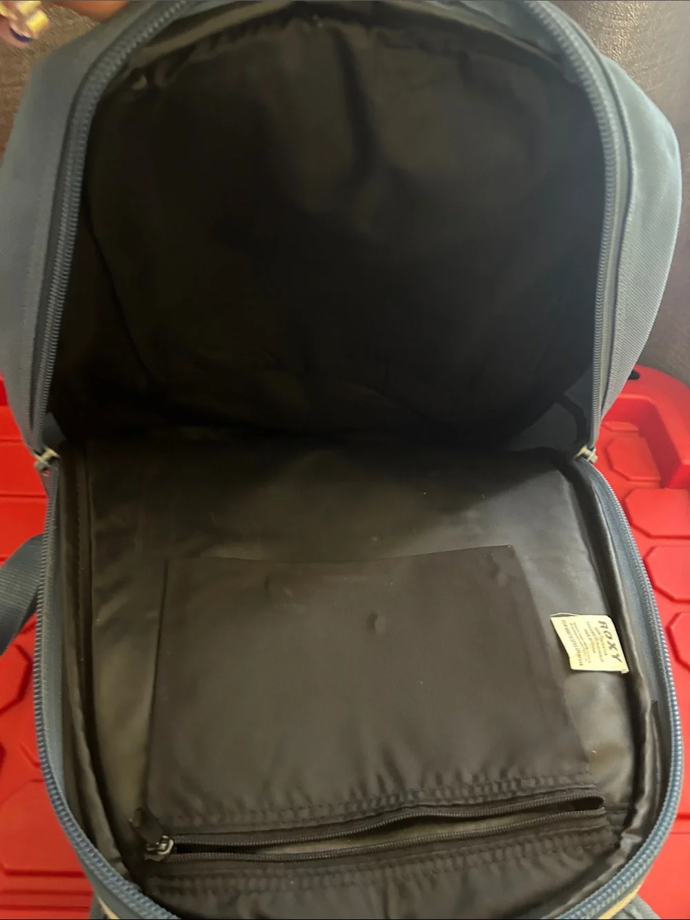 Roxy Two-Tone Red and Gray Men's Backpack with Front Logo